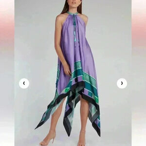 Roberto Cavalli Just Cavalli Trapeze  Leopard Print Purple Satin Dress Sz 44